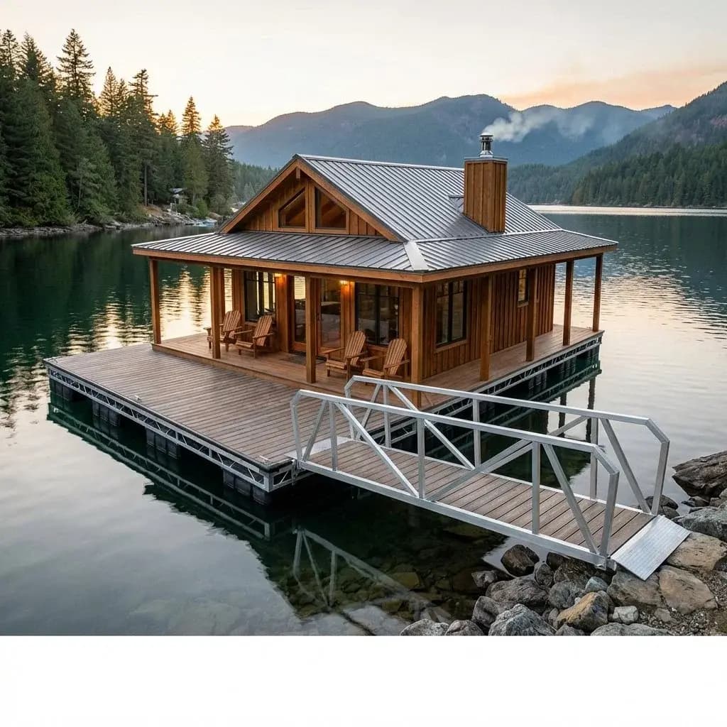 Large dock house with multiple boat slips