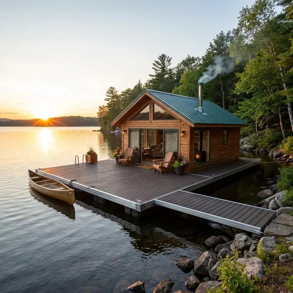 Two-story boathouse with observation deck