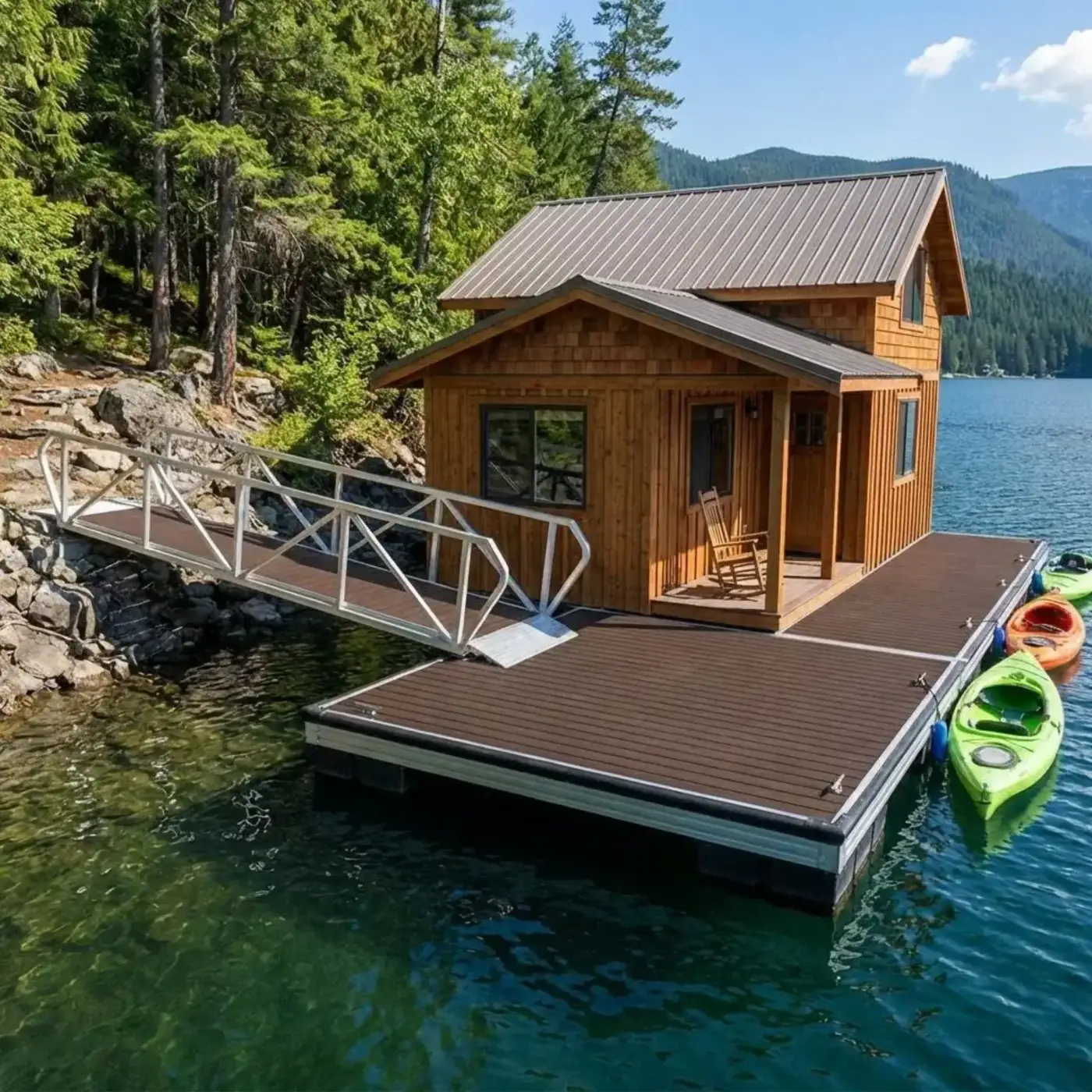 Aluminum frame dock house under construction