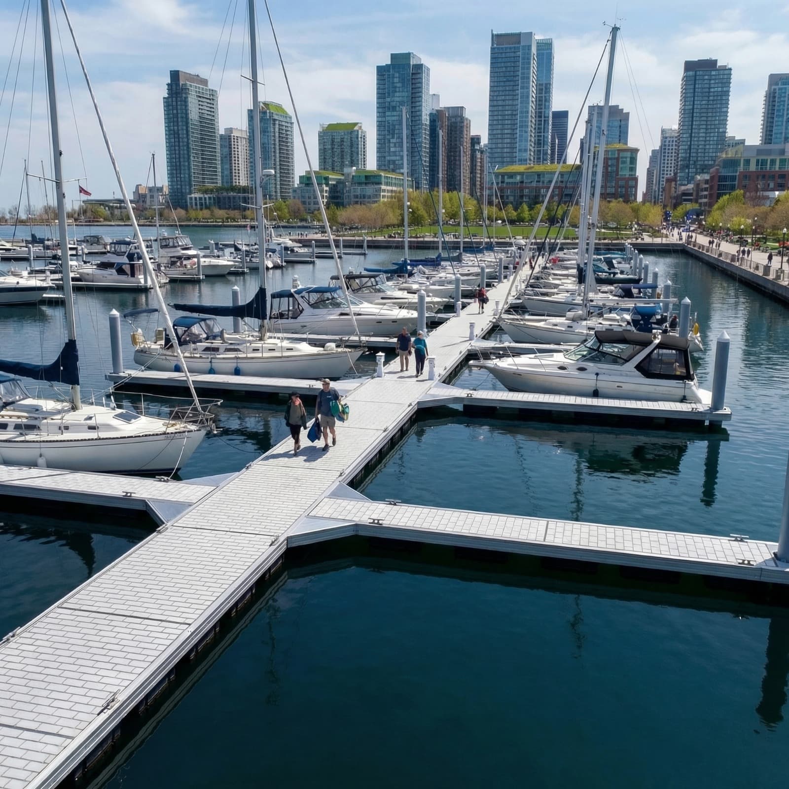 Urban waterfront commercial dock installation