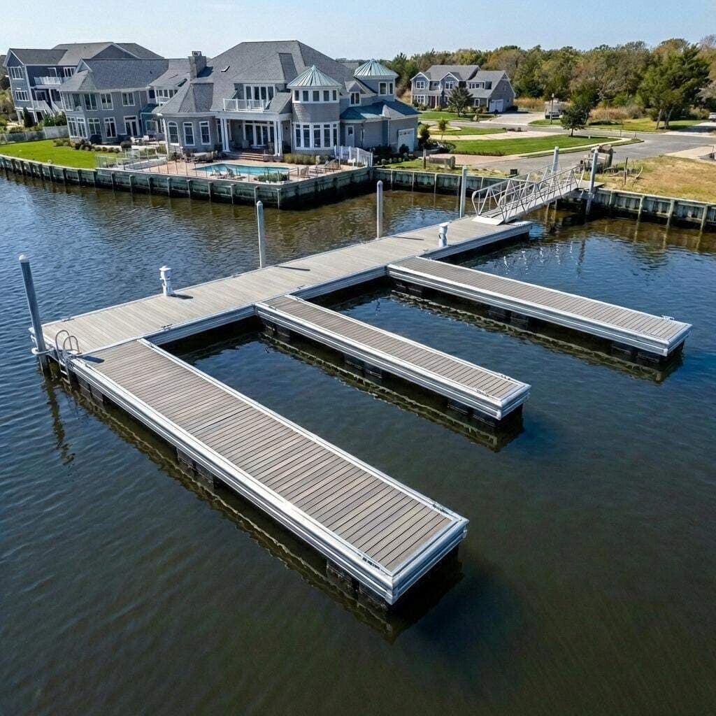Private estate waterfront dock installation