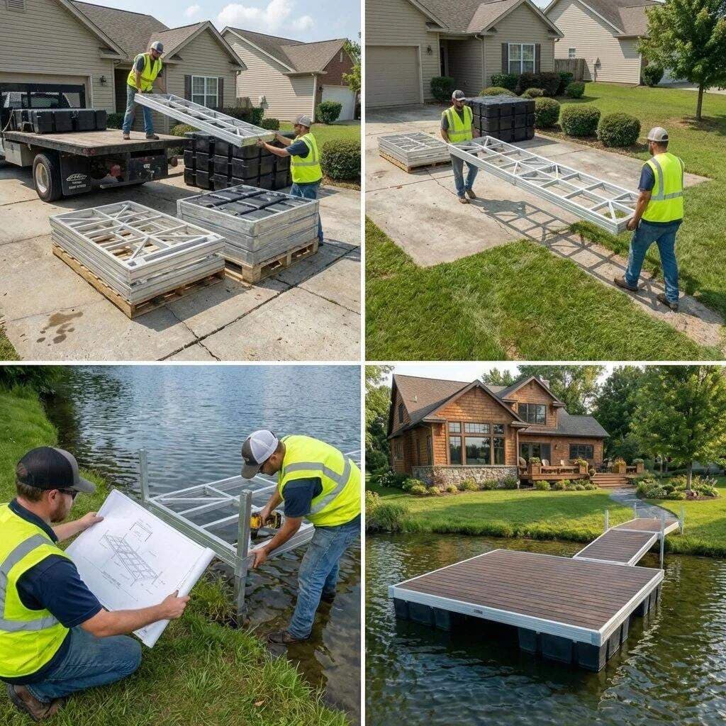 Factory-direct aluminum dock on private lake