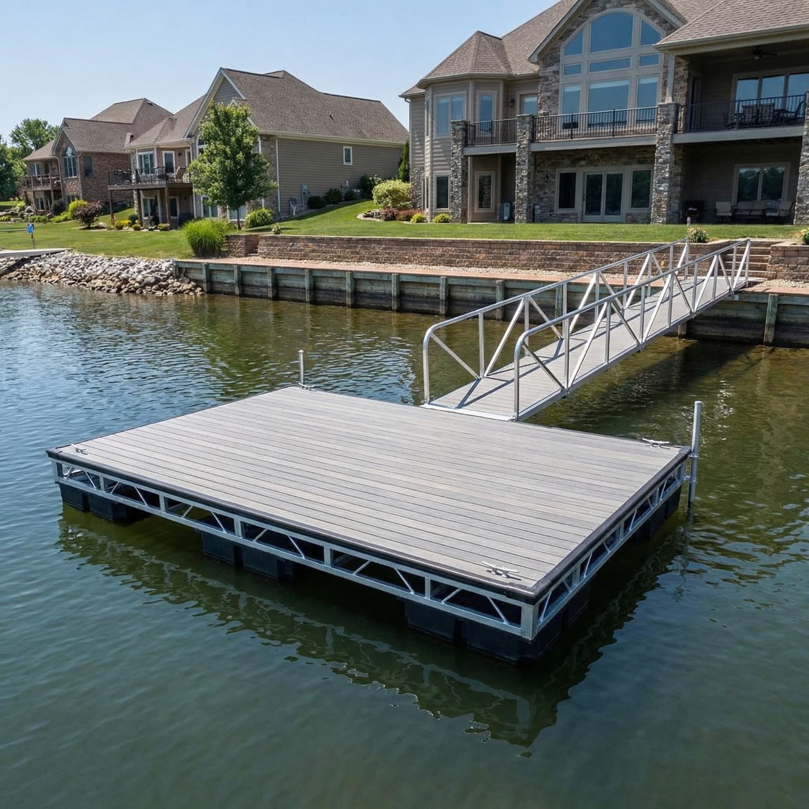 Aluminum floating dock with WPC decking