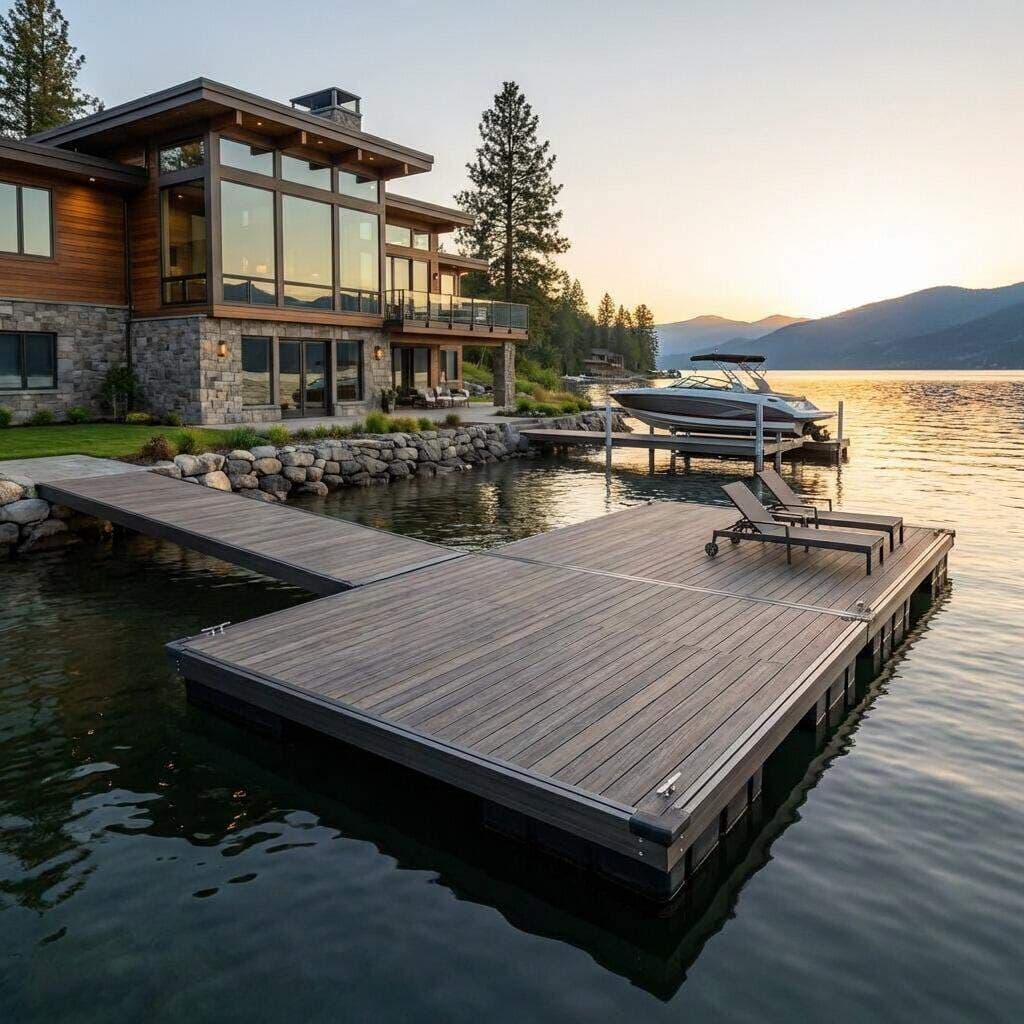 Family enjoying their new aluminum floating dock