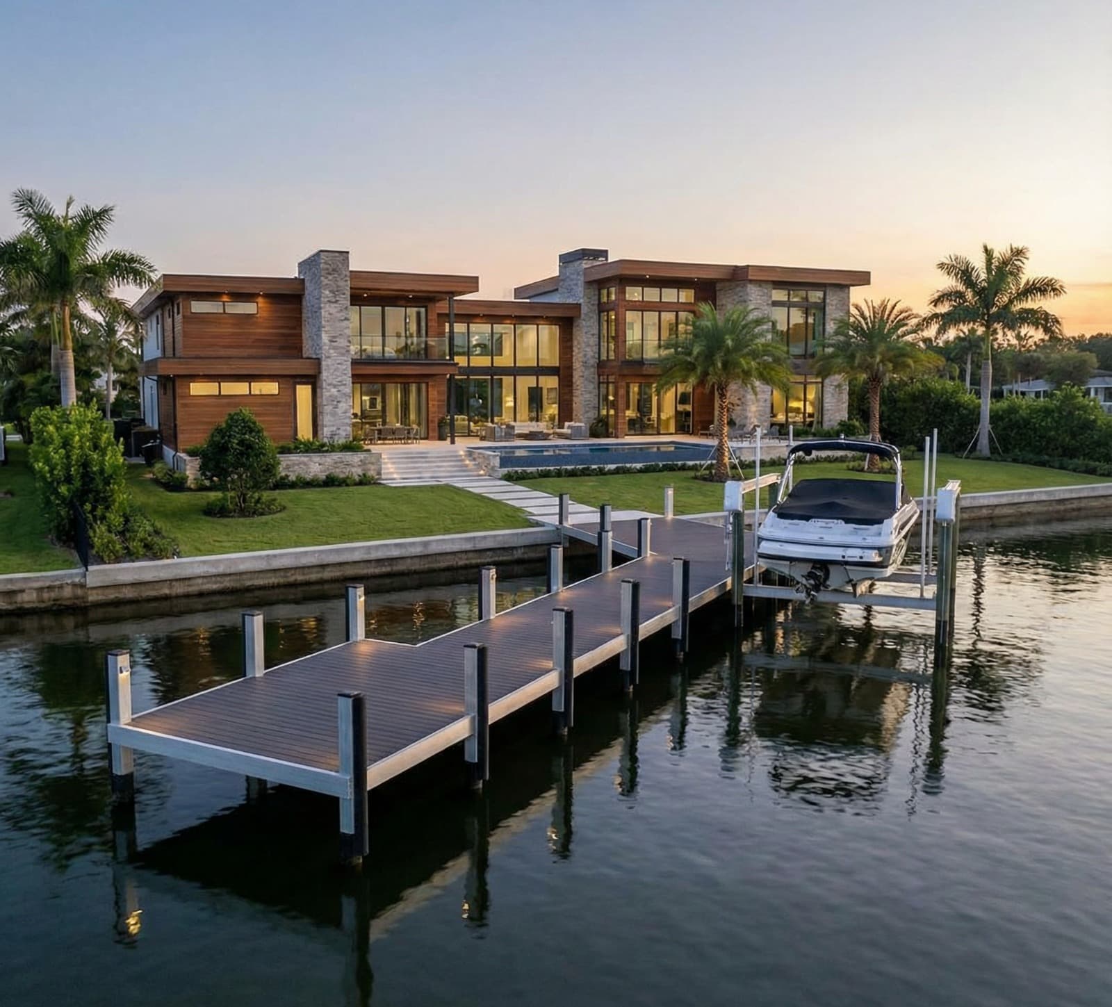 Fixed aluminum dock system — residential waterfront